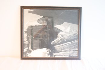 Vintage Mountain Scene Framed Behind Glass