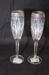 Pair Of Lenox Champagne Ambassador Flutes Glasses (V-63)