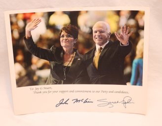 John McCain And Sarah Palin 2008 Campaign Photo Autopen Signed