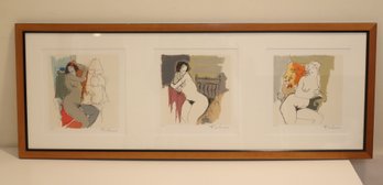 Framed Itzchak Tarkay NUDES I, II, & III Signed And Numbered 37in X 14.5 In.