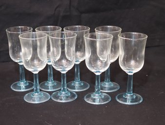 Set Of 8 Aqua Blue Stem Glasses (V-66)
