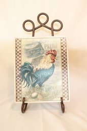 Rooster Sign On Wrought Iron Stand -92)