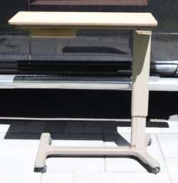 Height Adjustable Hospital Rolling Bedside Table W/ Storage Drawer.