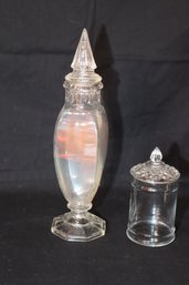 Pair Of Covered Glass Canisters (V-75)