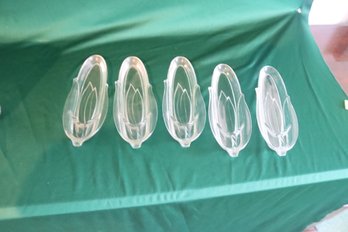 5 Vintage Glass Corn Plates