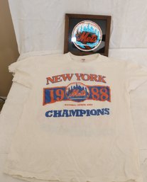 New York Mets 1988 Champions T-shirt, And Mirrored Wall Plaque (R-87)