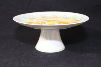 VINTAGE 1970'S GLORIA VANDERBILT FOOTED CAKE STAND Plate And Platter  MADE IN JAPAN (A-95)