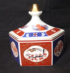 Vintage Covered Porcelain Hexagon Jar (V-79)