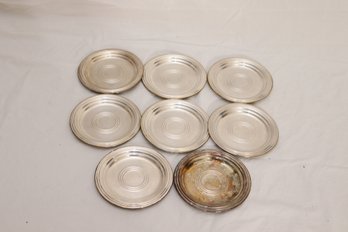 8 Vintage Silver Saucer Plates (*B-28)