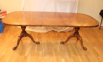Vintage John Stuart Dual Pedestal Dining Room Extendable Table With 3 Leaves