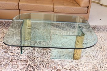 Vintage Pace Leon Rosen Brass And Glass Coffee Table