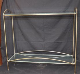 Vintage Glass And Brass 2 Shelf Table (V-84)