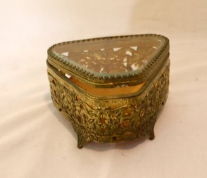 Glass Top Brass Trinket Box
