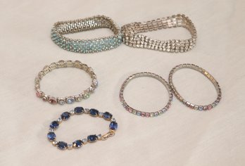 Costume Jewelry Lot: Rhinestone Bracelets (J-18)