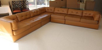 Vintage Brown Leather Sectional Sofa