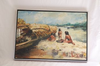 Vintage Framed Amazonas Signed Painting (o-1)
