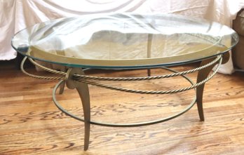 Brass And Glass Round Coffee Table (E-38)