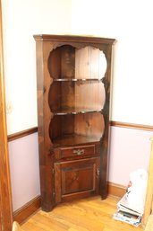 Vintage Wooden Corner Storage Unit Shelves, Cabinet And Drawer (F-6)