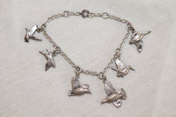 Vintage Silver Bird Charm Bracelet (J-25a)