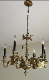 Vintage Brass 6 Arm Chandelier