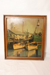 Vintage Framed Harbor Nautical Picture