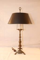 Vintage Brass Candlestick Table Lamp With Lampshade
