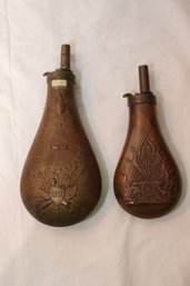 Pair Of Reproduction Civil War Powder Flasks (S-6)