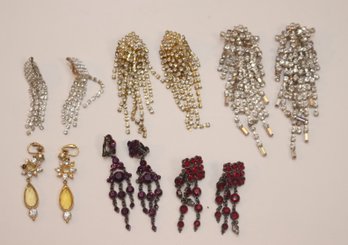 Vintage Rhinestone Clip-On Earring Lot (J-33)