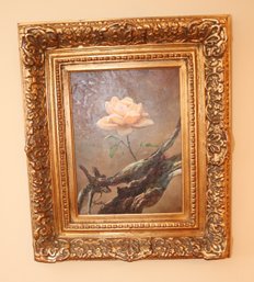 Vintage Framed Flower Oil Painting Signed Austin W/ COA