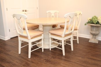 Round Wooden Pedestal Dining Table With 5 Chairs