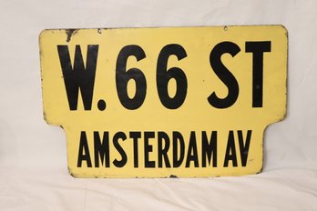 Vintage NY City Street Sign W. 66th St And Amsterdam Av. Double Sided (S-13)