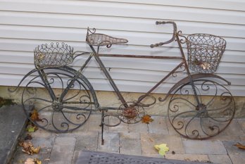Iron Bicycle Flower Pot Stand Garden Lawn Decor