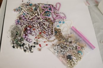 A Bunch Twisted Of Necklaces And A Bag Or Repair Pieces (J-41)
