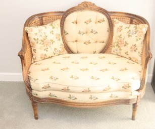 Vintage Woven Wicker Upholstered Settee (I-5)