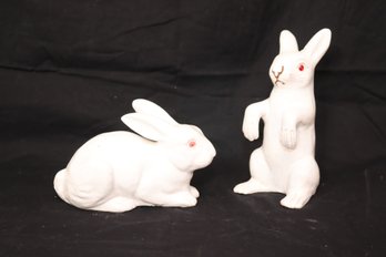 Vintage Pair Of Ceramic Bunnies Made In France (F-28)