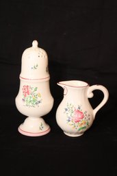 Vintage KG Luneville Strasbourg Ceramic Creamer And Salt Shaker (F-30)