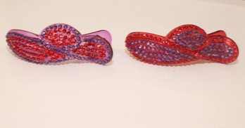 Pair Of Red Hat Society Hair Clips
