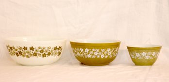 Vintage PYREX SPRING BLOSSOM CRAZY DAISY MIXING BOWLS (I-11)