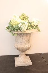 Faux Stone Urn W/ Faux Flowers!  (I-12)