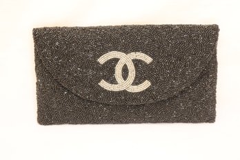 Beaded CC Logo Clutch Shoulder Bag (E-57)