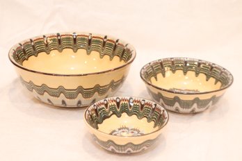 3 Piece Bulgarian Pottery Bowl Set (I-17)