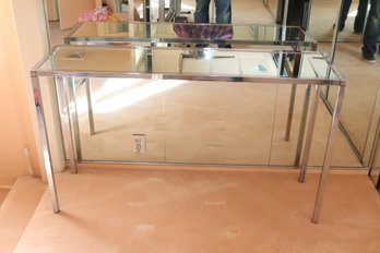 Chrome Console Table With Mirrored Top
