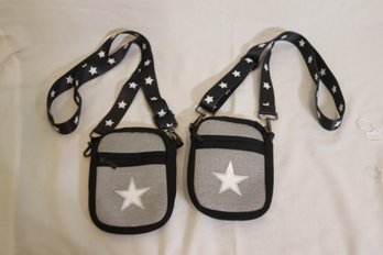 2 Grey/ Black W/ Star Neoprene Crossbody Bags