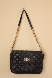 Marc Jacobs Black Quilted Handbag With Gold Chain Purse Strap.