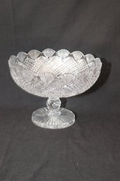 Vintage Pressed Glass Compote Bowl Signed (B-79)