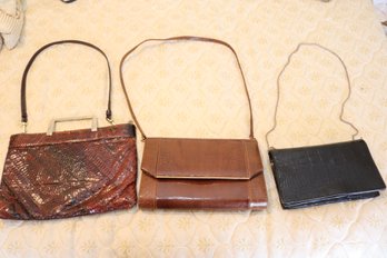 Vintage Animal Skin Print Handbags Lizard Snakeskin (A-68)
