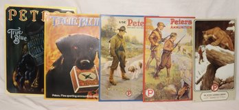 5 Vintage PETERS Ammunition Metal Signs Advertising Signs Hunting Man Cave (S-46)