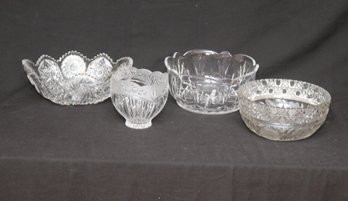 4 Vintage Pressed Glass Bowls (B-83)