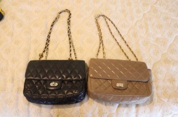 Pair Of Quilted Handbags With Chain Shoulder Straps (A-70)