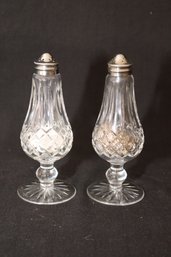 WATERFORD LISMORE FOOTED SALT & PEPPER SHAKERS. (B-85)